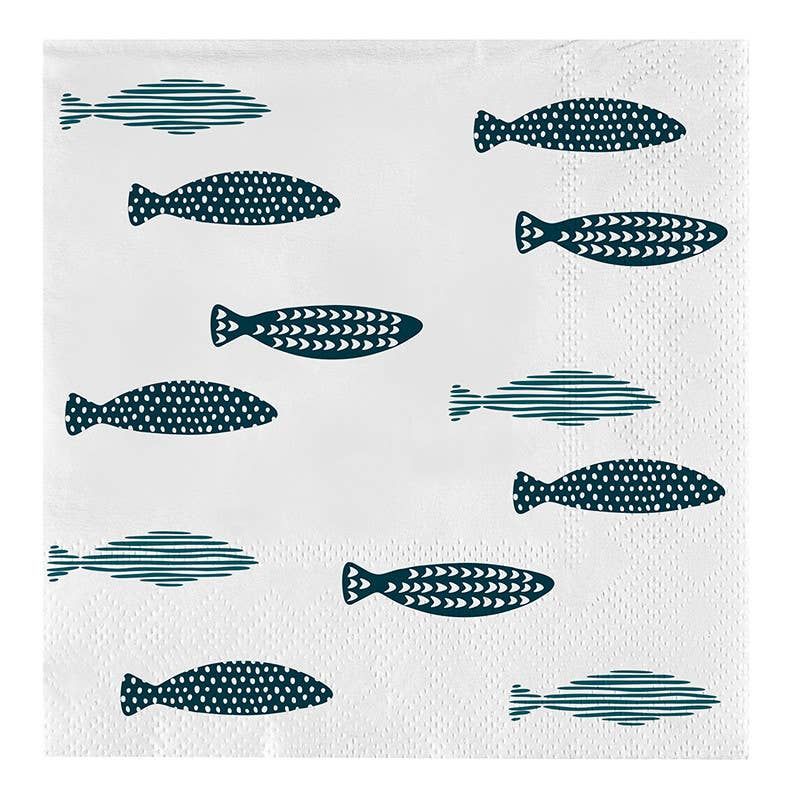 Cocktail Napkins - Fishes: 5" SQ