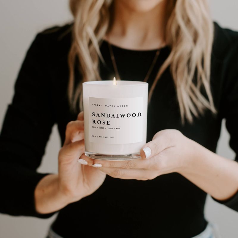 Sandalwood Rose 11 oz Soy Candle - Home Decor &amp; Gifts