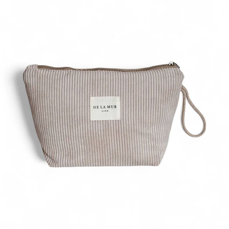 Corduroy Large Makeup Bag – Taupe (Tofe)