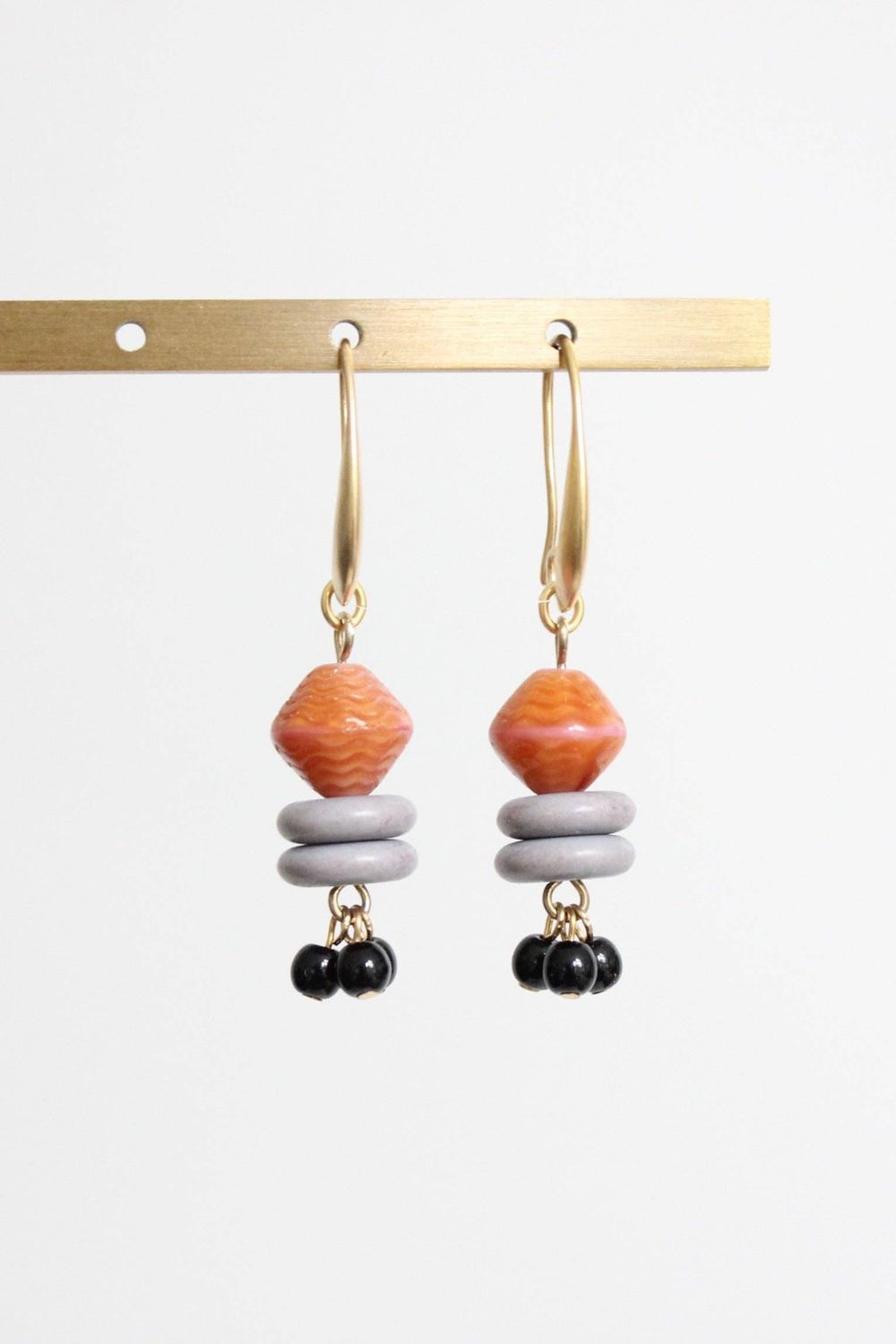 LEXE11 Vintage caramel glass cluster earrings