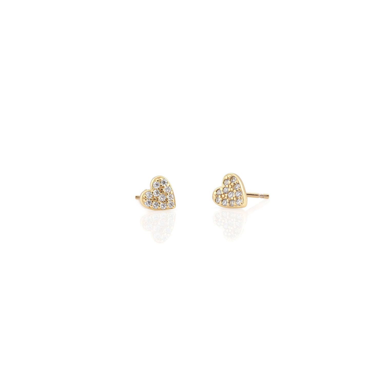 Heart Crystal Stud Earrings: 18K Gold Vermeil