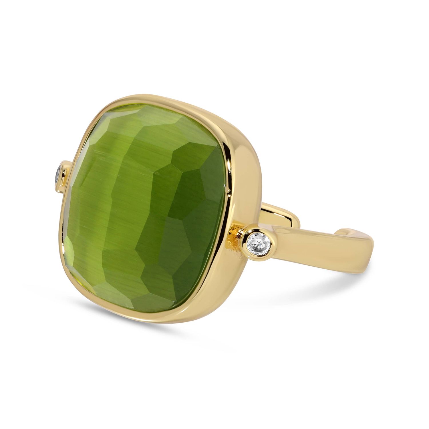 The Geometric Solitaire Stone Ring: Olive