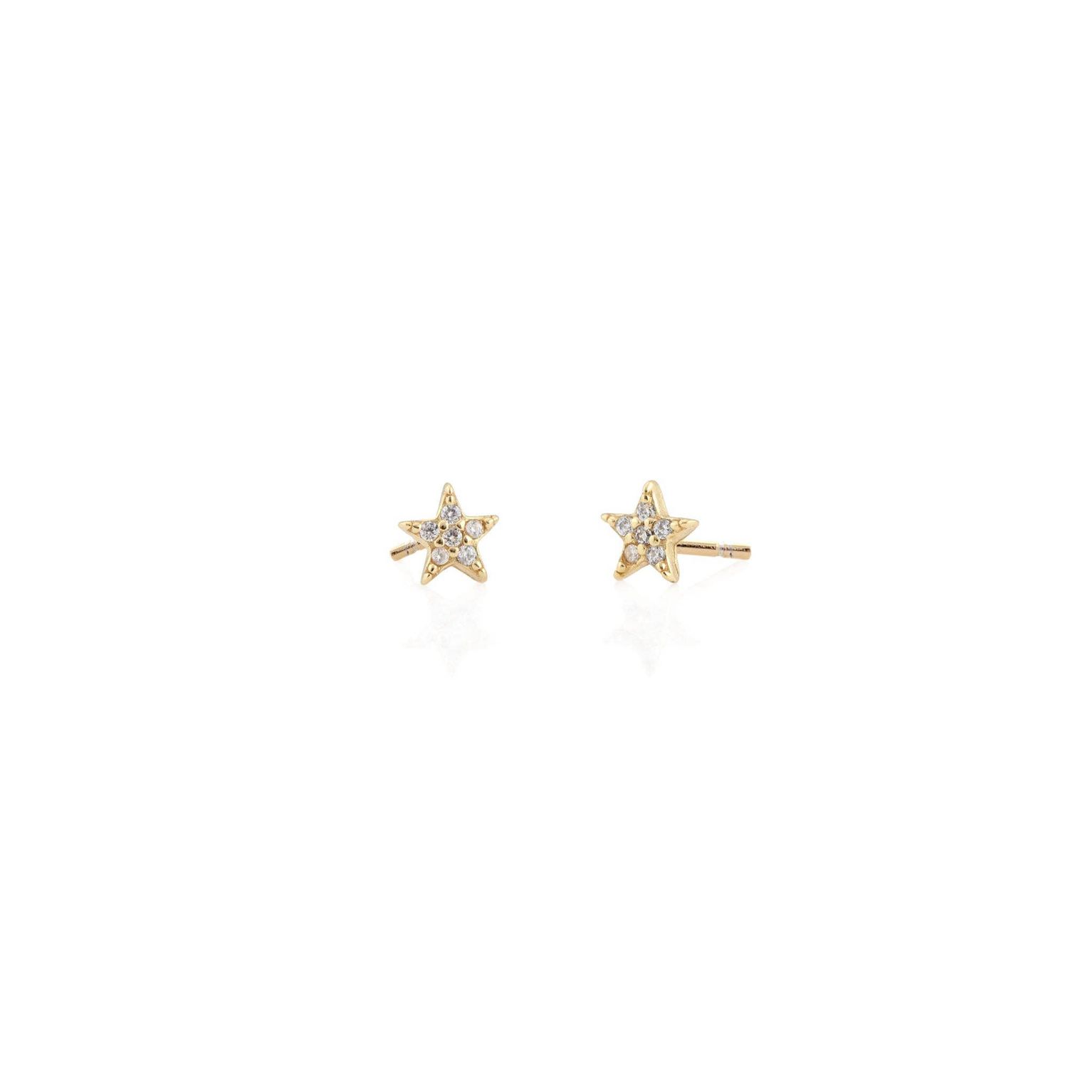 Star Crystal Stud Earrings: 18K Gold Vermeil