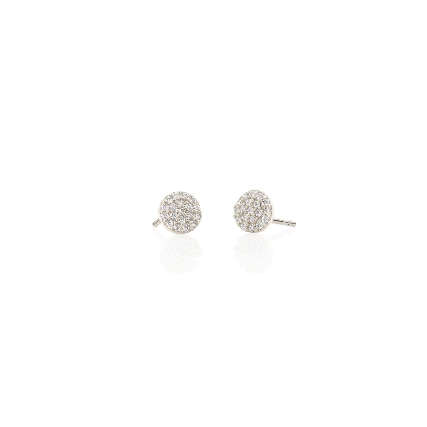 Round Crystal Stud Earrings: Sterling Silver