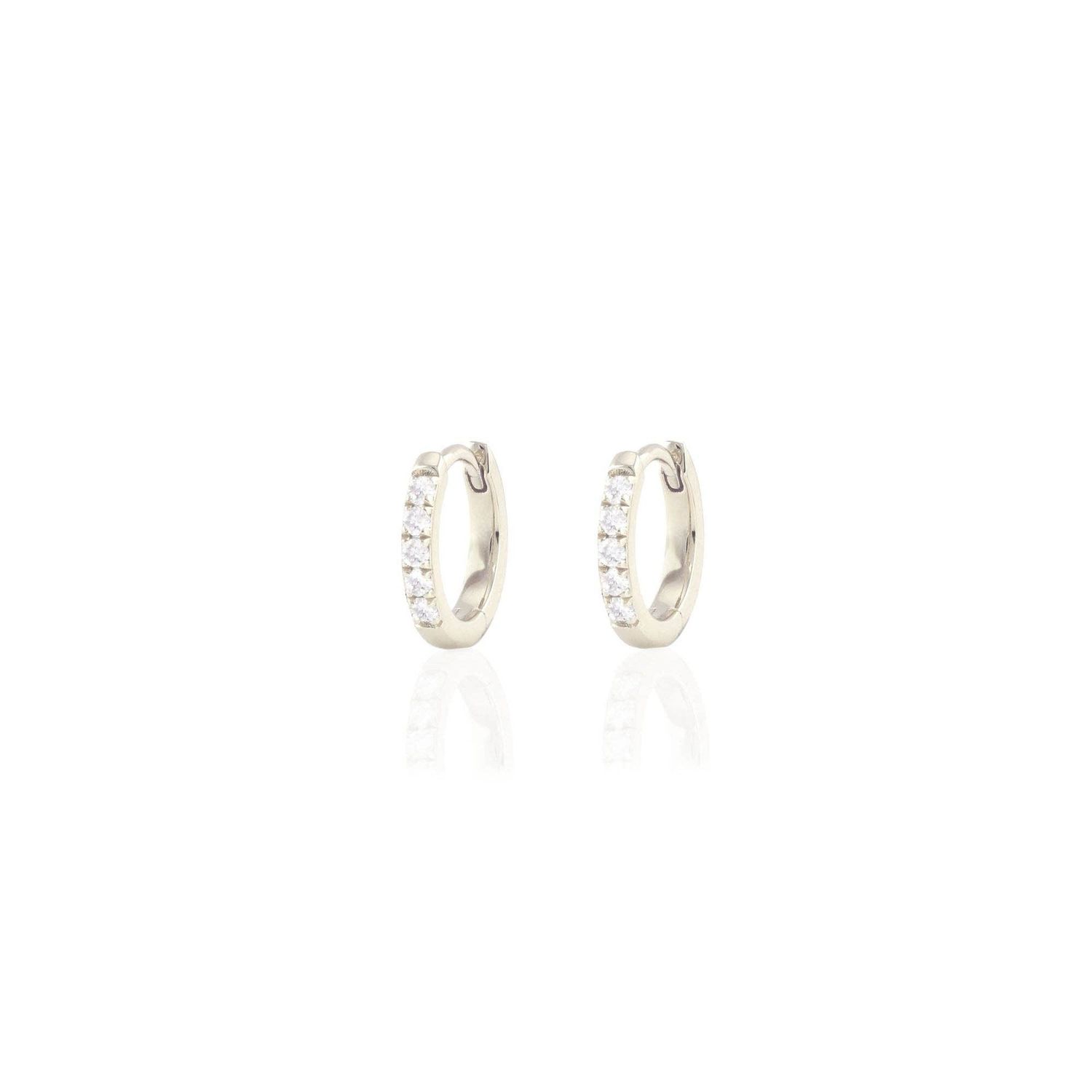 Crystal Huggie Hoop Earrings: Sterling Silver / Crystal
