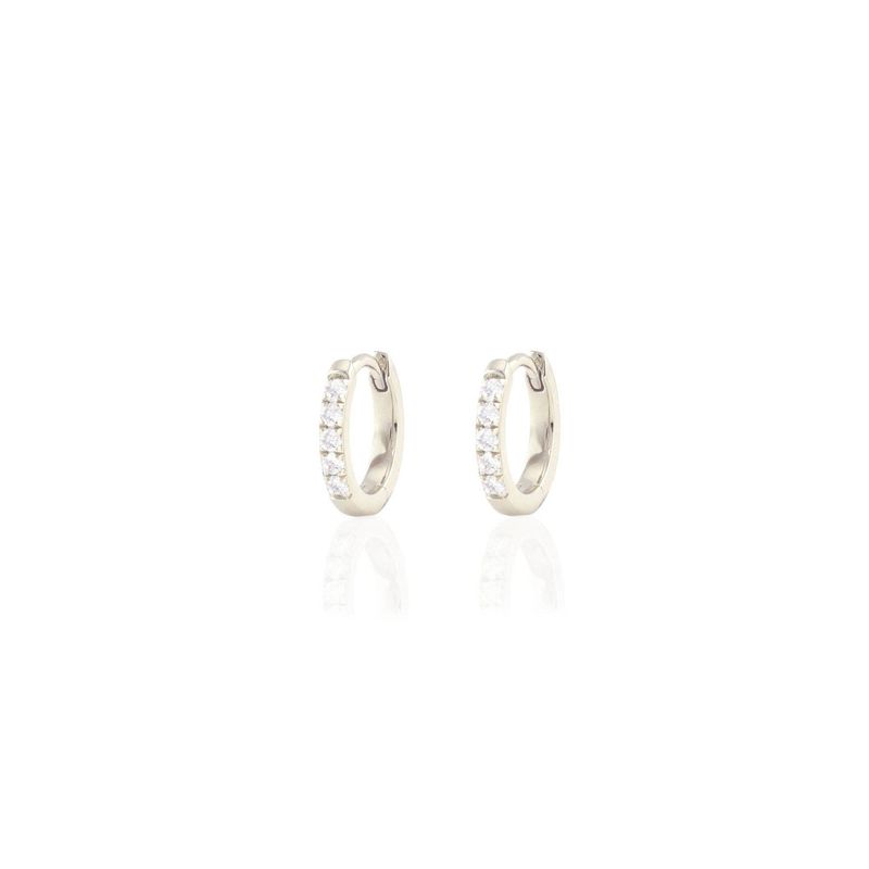 Crystal Huggie Hoop Earrings: Sterling Silver / Crystal