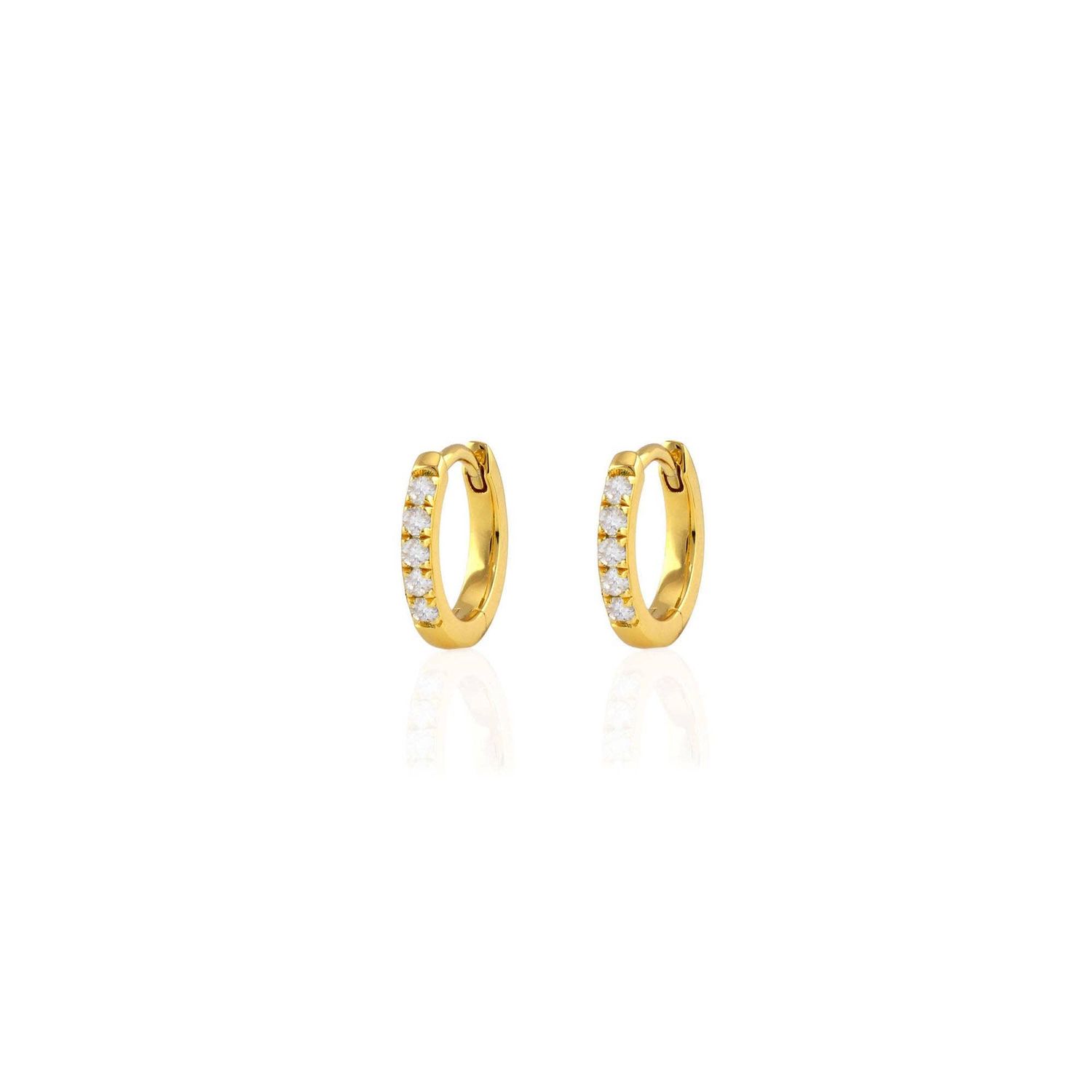 Crystal Huggie Hoop Earrings: 18K Gold Vermeil / Crystal