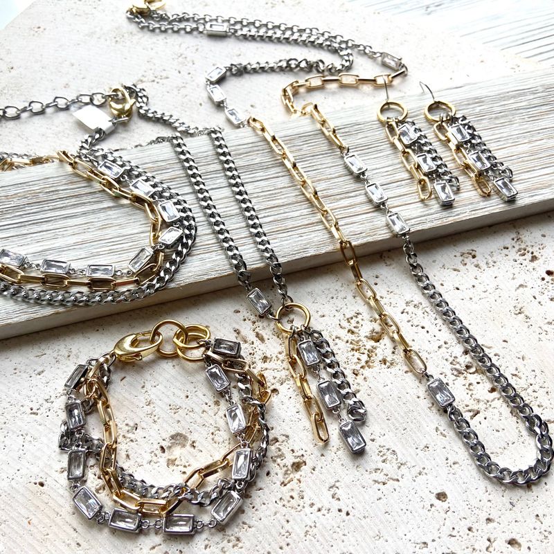 Mixed metal non tarnishing necklace edgy glam jewelry: Bracelet