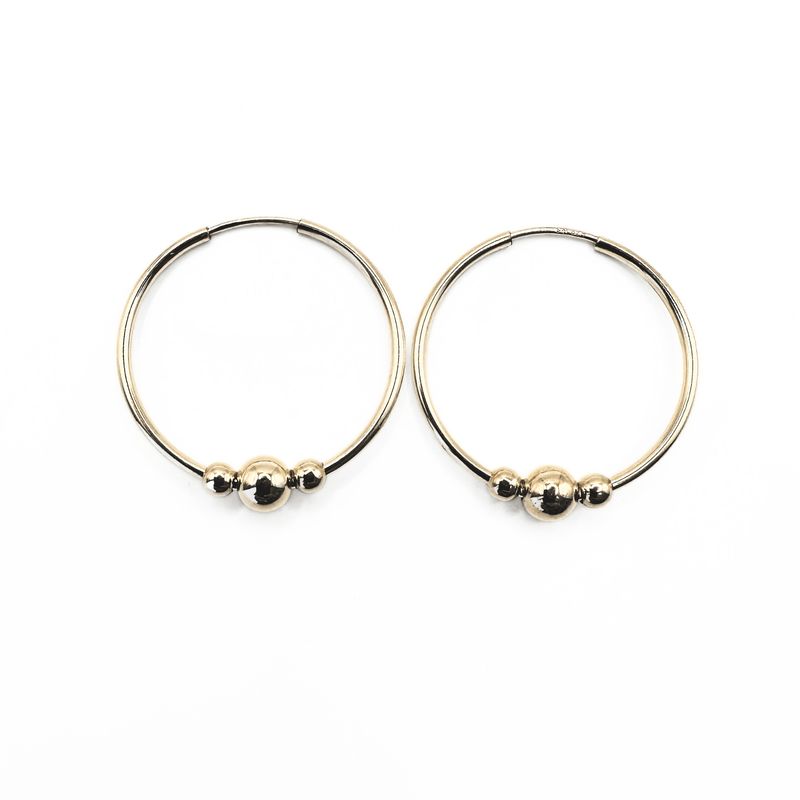The Endless Summer Hoops Collection 14k gold-filled &amp; sterling silver: 3mm + 5mm gold beads on gold