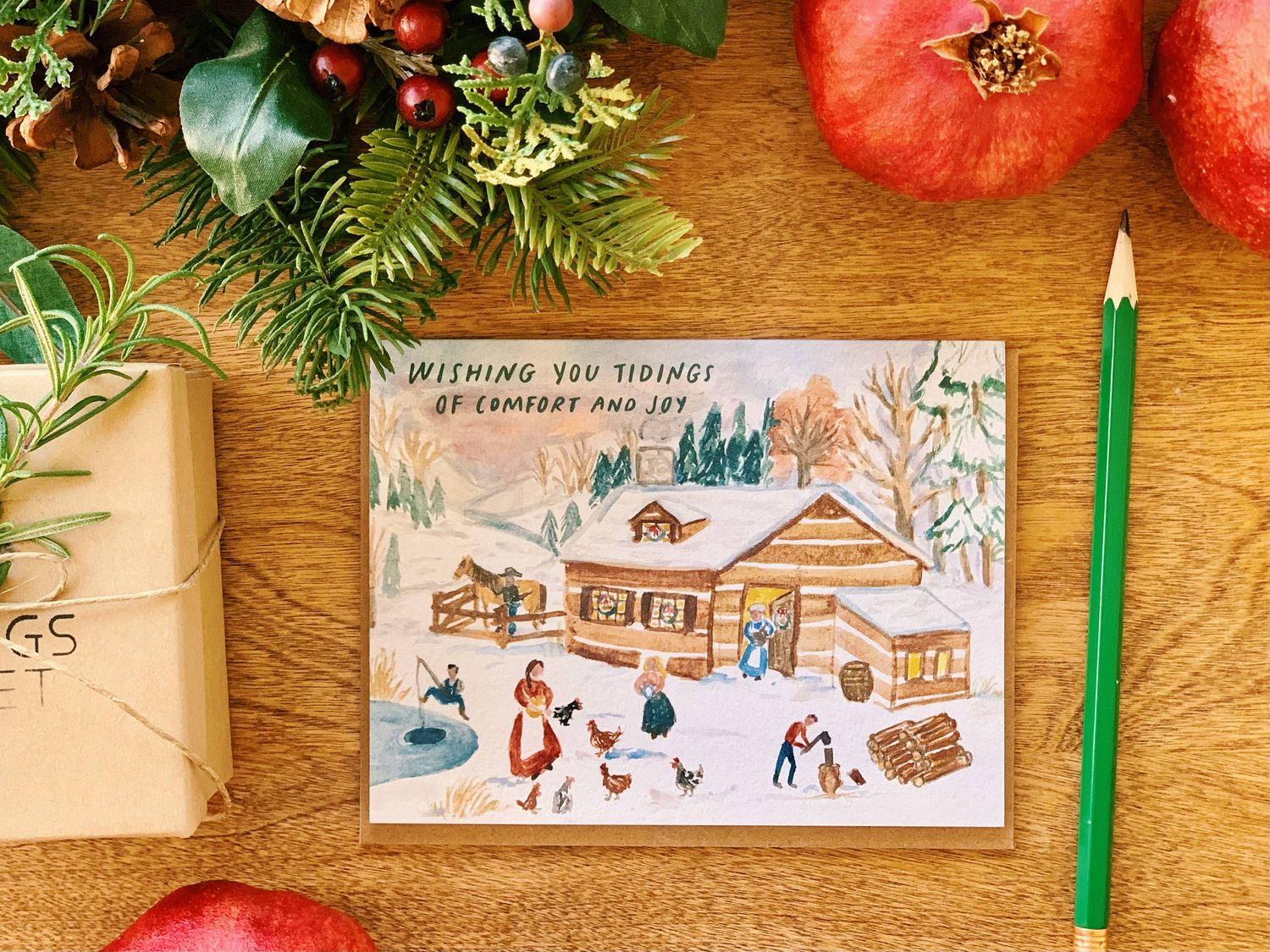 Homesteader Cabin Tidings of Comfort and Joy Christmas Card