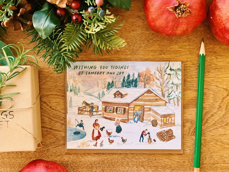 Homesteader Cabin Tidings of Comfort and Joy Christmas Card
