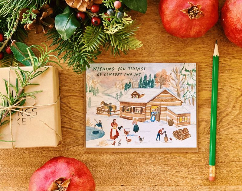 Homesteader Cabin Tidings of Comfort and Joy Christmas Card