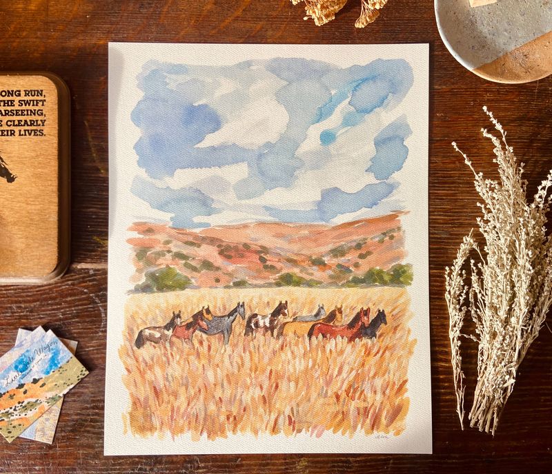Horse Pasture Western Kid's Nursery Art Painting Wall Decor
