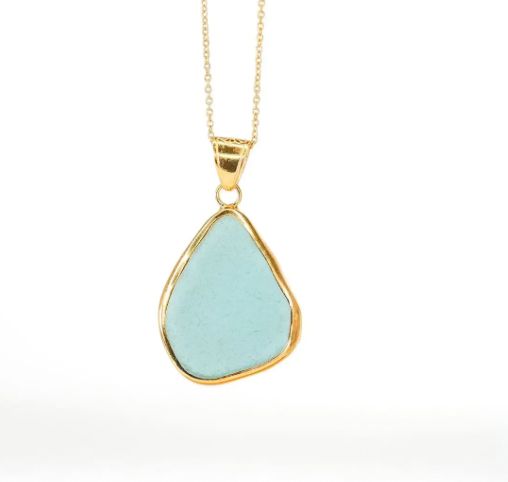 Sea Glass Pendant - Gold