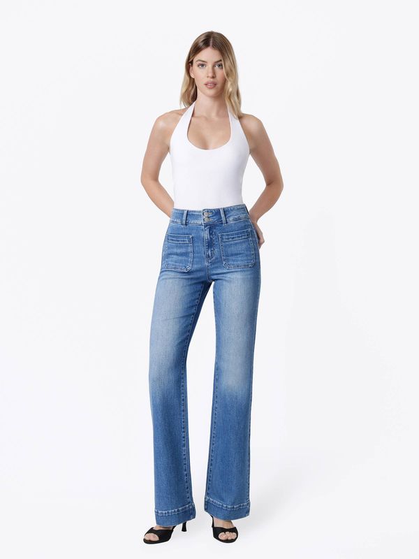 90'S SUPER HIGH RISE DOUBLE BUTTON VINTAGE FLARE JEAN F5655M: MEDIUM