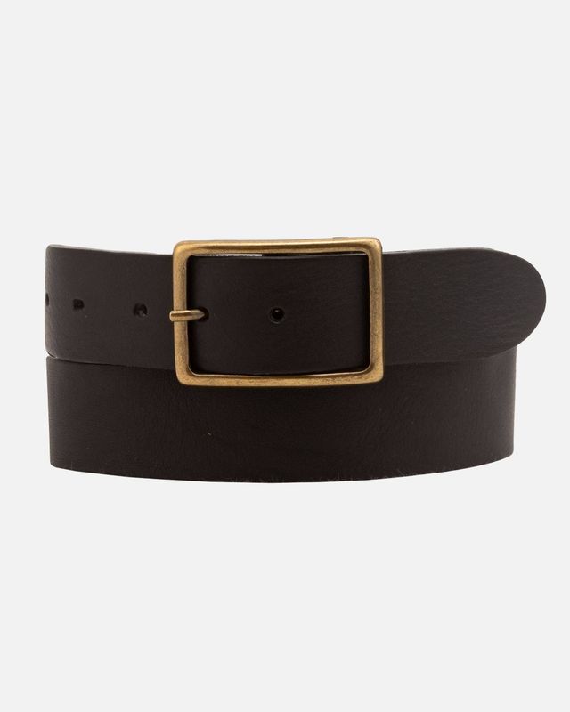 May | Classic Leather Belt with Rectangular Buckle: Sand / S-85