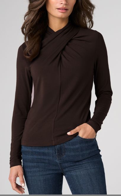 Long Sleeve Wrap Neck Top