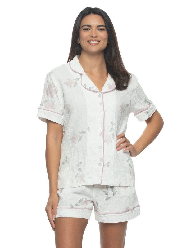 Calista Cotton Gauze Pajama Shorts Set - Floral Buds: Floral Buds