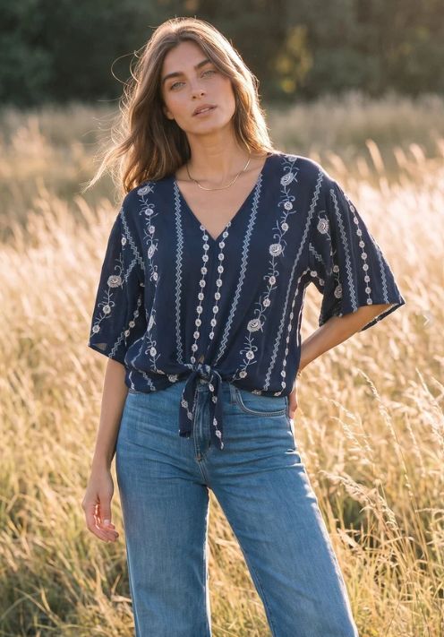 Audrey Embroidered Top