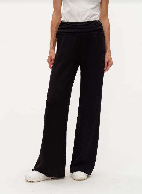SOFIA | RUCHED WAISTBAND WIDE LEG PANT, Size: L