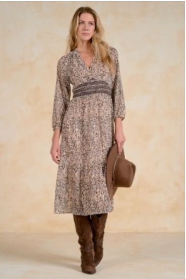 Midi V-Neck 3/4 Sleeve Dress
