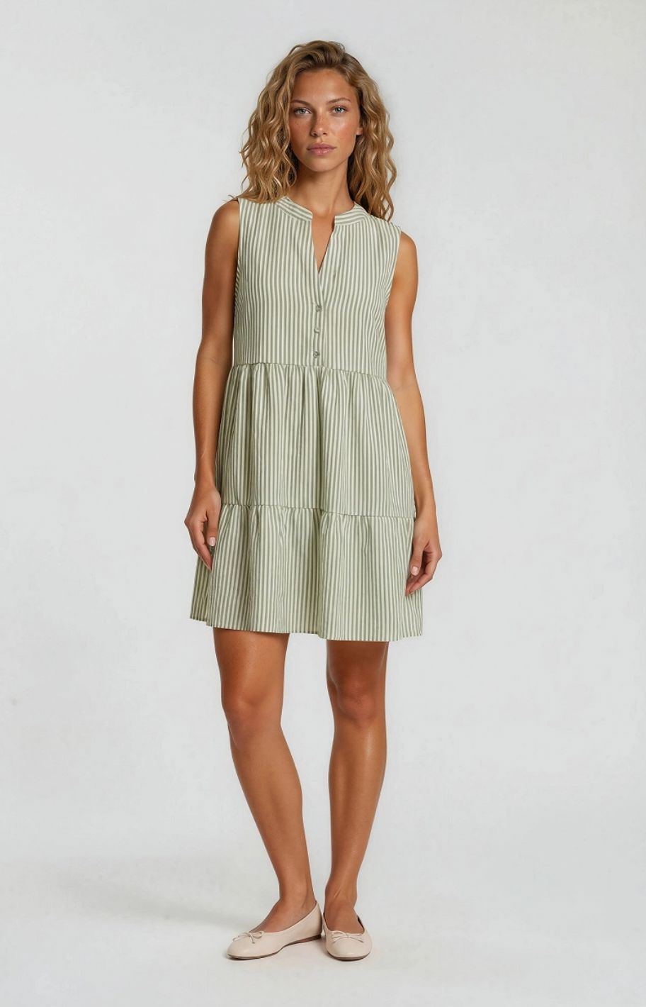 Sleeveless Striped Dress, Size: S