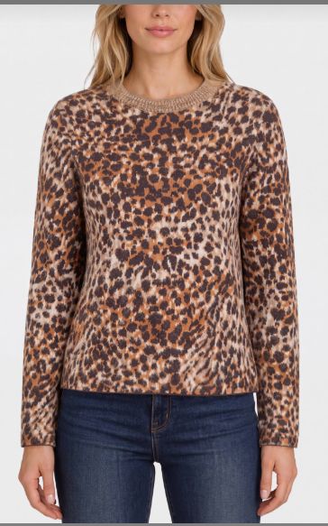 L/S Leopard Crew Neck Sweater, Size: XS