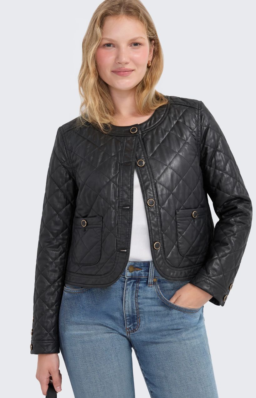 quilted collarless jacket, Size: XS