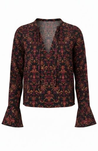 Long Slv Band Collar Wvn Top w. Pntuck Detail, Size: XS