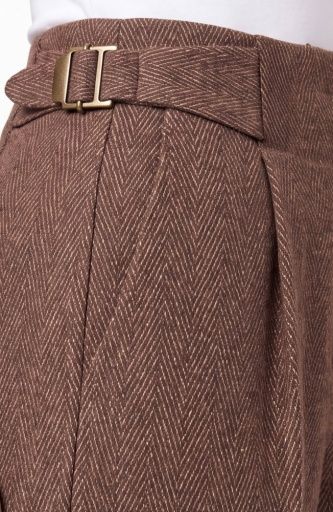 Hi-Rise Pleated Wide Leg Trouser w/ S/Tabs