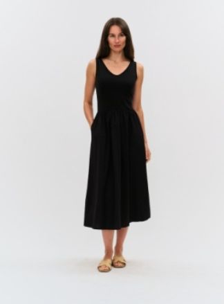 CLARA | POPLIN MIXED MEDIA DRESS, Size: M