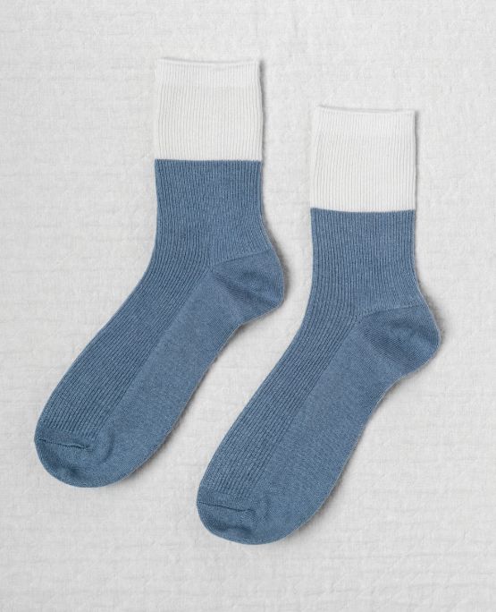 Chalet Socks, Color: Denim/Ivory