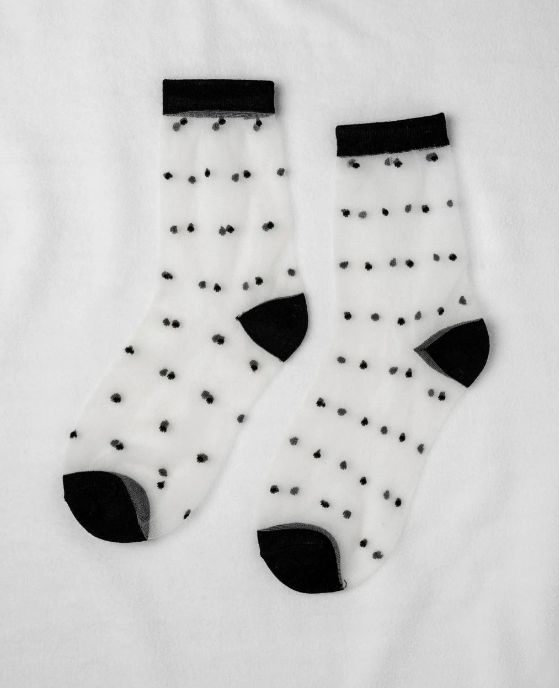 Sheer Dot Socks, Color: Pepper