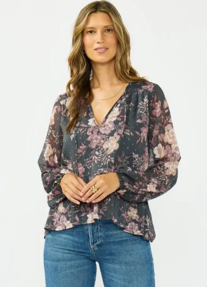 Long Sleeve Tie-Neck High-Low Peplum Blouse, Size: S