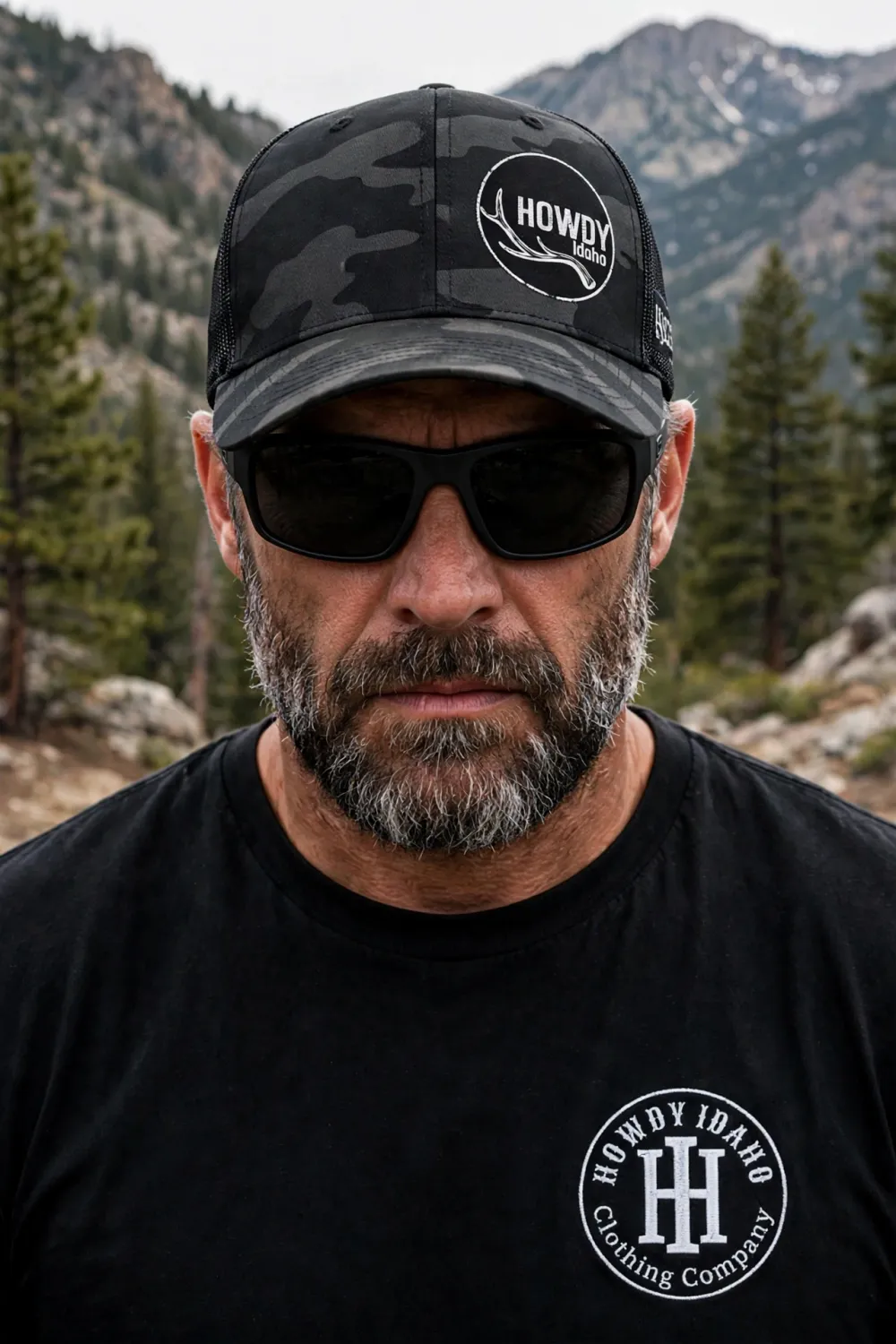 Trucker Hat - Black Camo - Elk Horn - Patch (Black) - left side