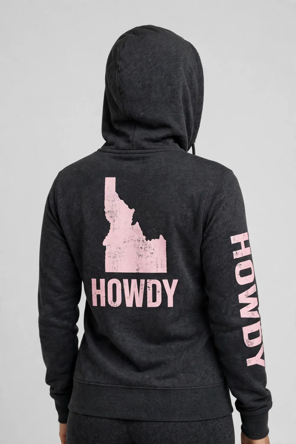 Howdy - Idaho - Distressed Hoodie - Ladies
