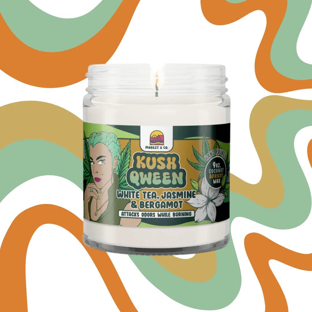 Modest & Co. - Kush Qween Odor Neutralizing Candle - (Jasmine White Tea, Bergamot) Modest & Co. - Kush Qween Odor Neutralizing Candle - (Jasmine White Tea, Bergamot)