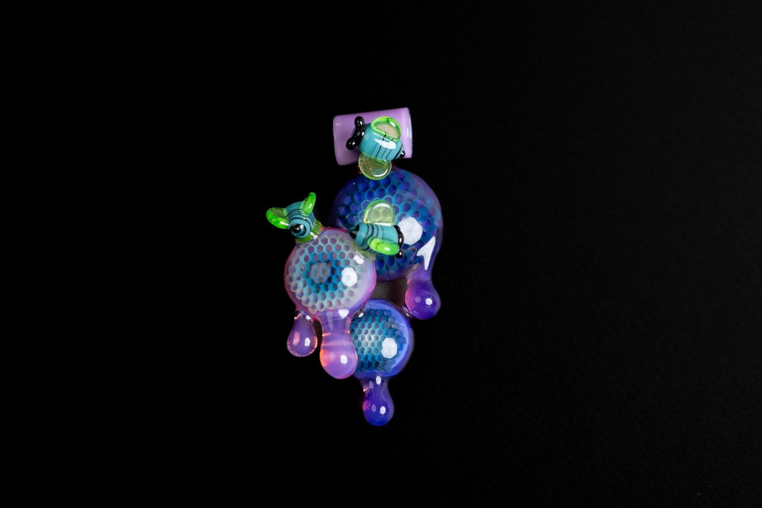 Joe P Triple Honeycomb Pendant - Purple Blue &amp; Green