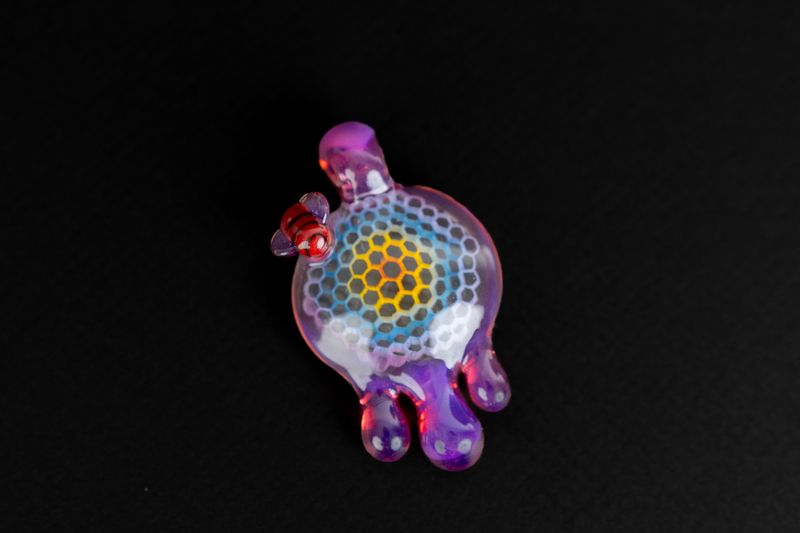Joe P  Honeycomb Pendant - Purple w/ Rainbow