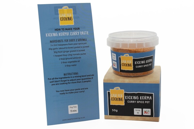Kicking Korma Curry Spice Pot and recipe card by Case for Cooking