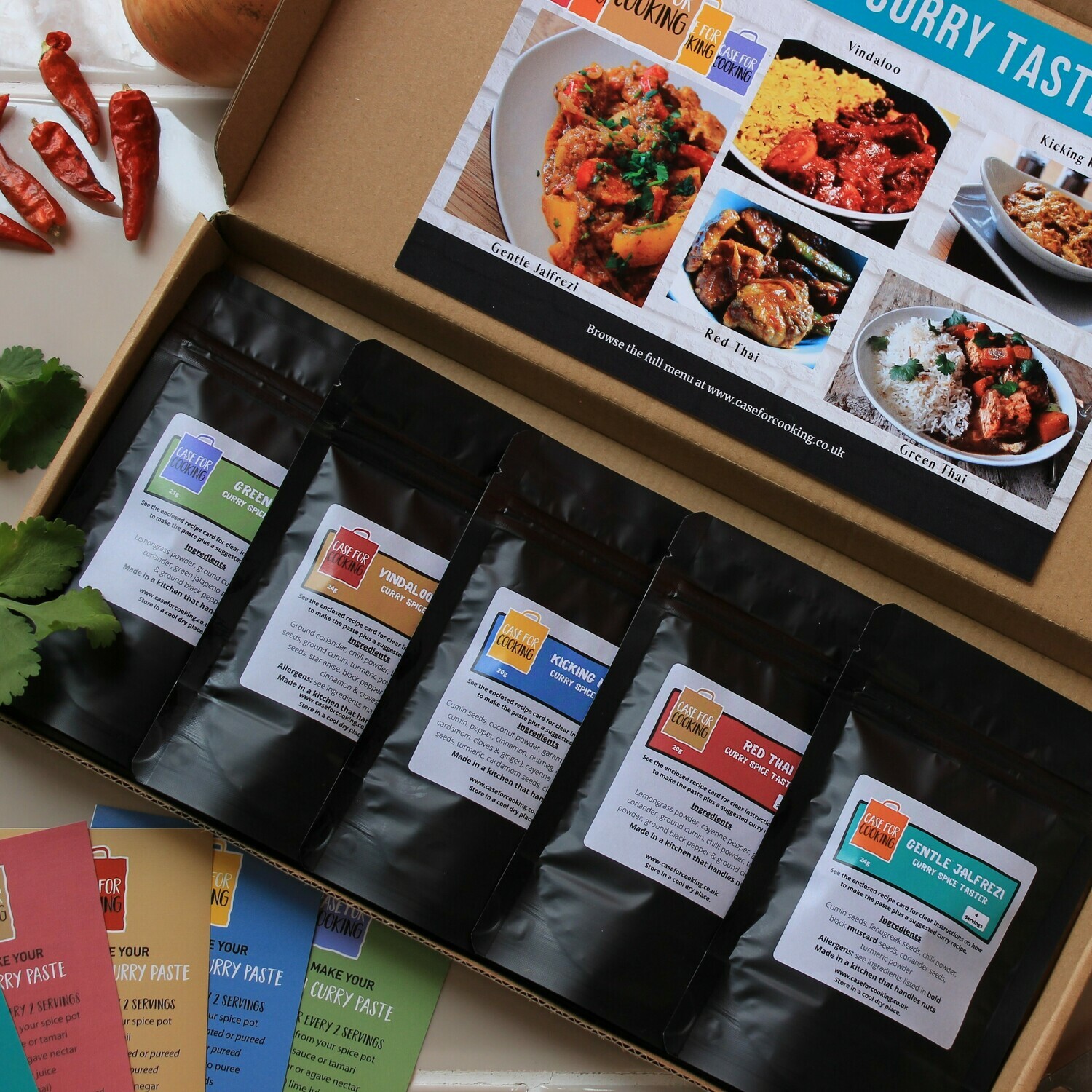Curry Spice Taster Pack 5 curries Case for Cooking