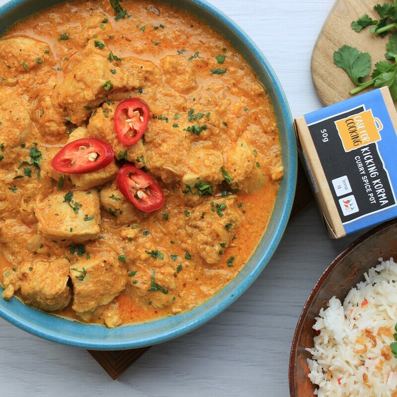 chicken korma made with a Case for Cooking Kicking Korma Curry Spice Pot