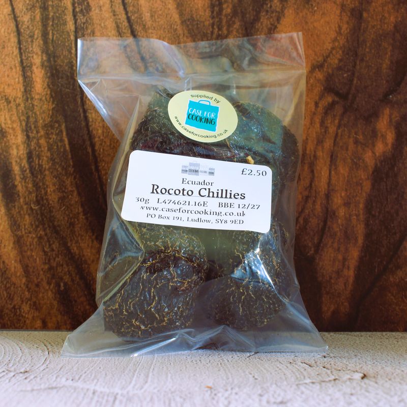 Rocoto Chillies Whole Packet of whole dried Rocoto chillies sold by Case for Cooking
