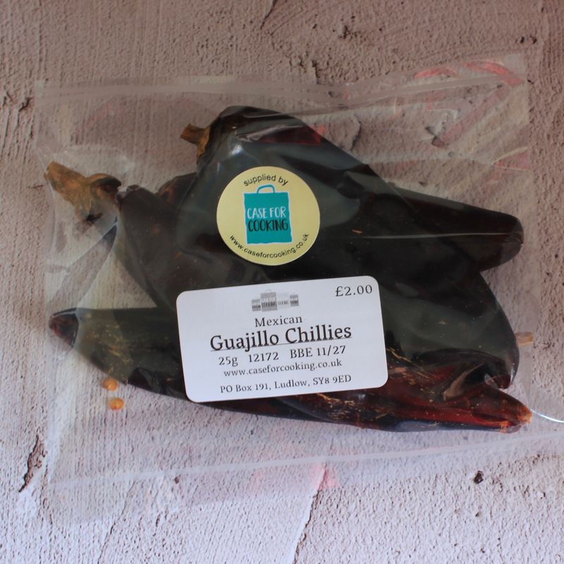 Guajillo Chillies Whole Packet of whole dried Guajillo chillies sold by Case for Cooking