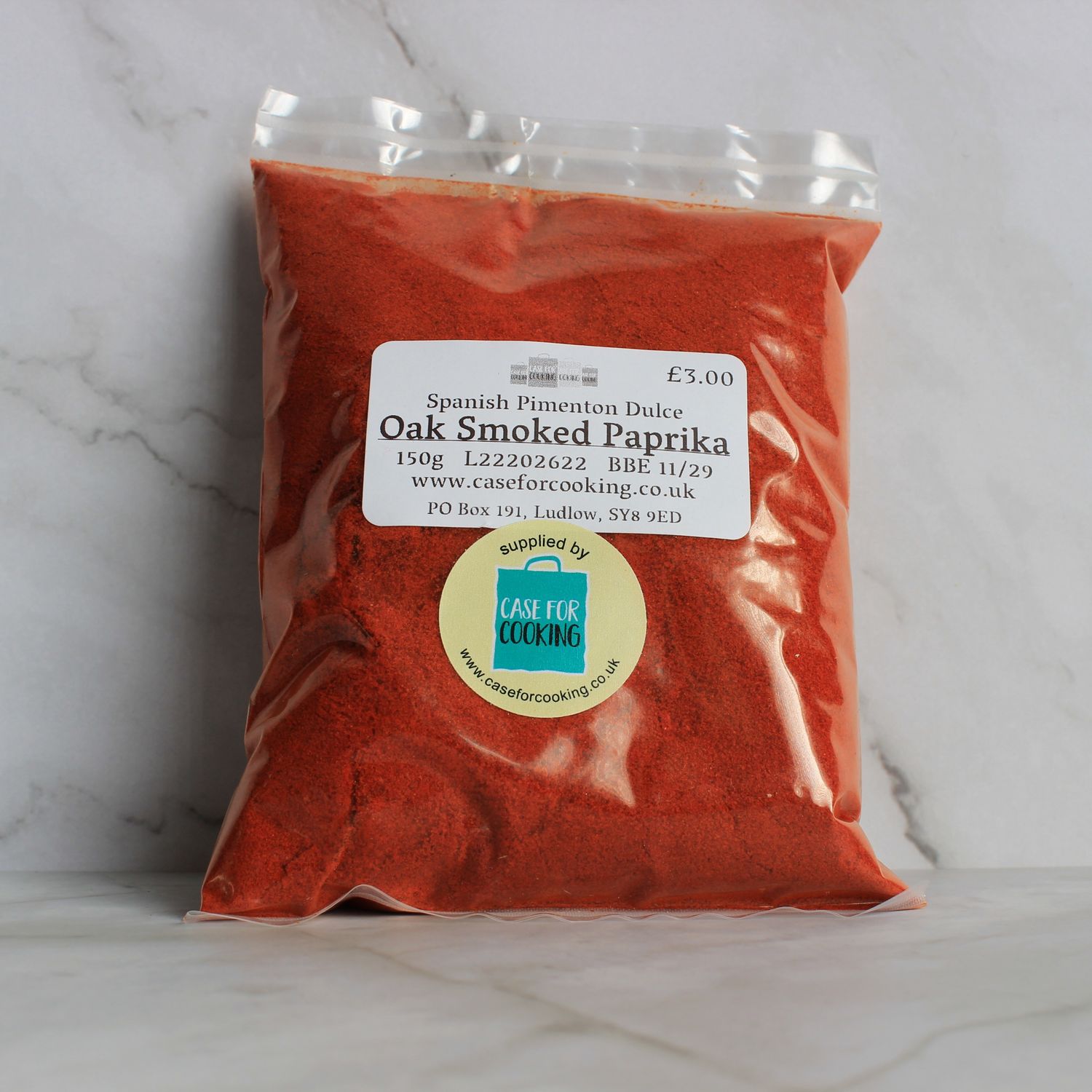 Packet of Oak Smoked Paprika sold by Case for Cooking 