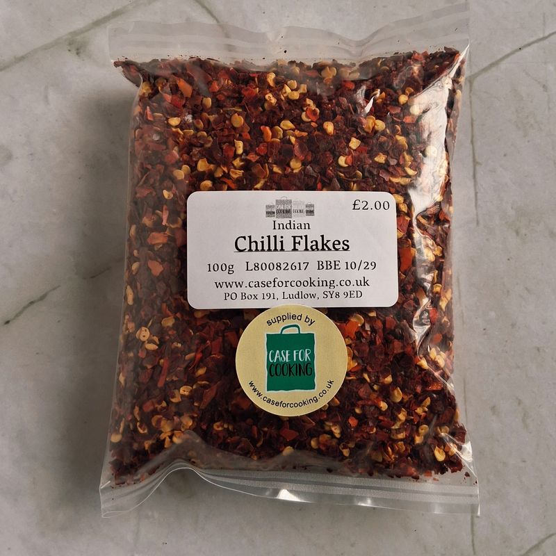 Indian Chilli Flakes Packet of Indian chilli flakes sold by Case for Cooking