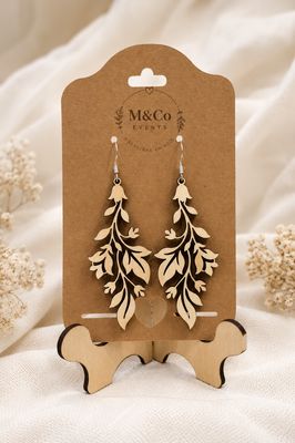 Boucles d’oreilles en bois – Feuillage 🌿