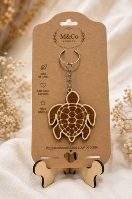 Porte-clés Tortue en bois 🐢