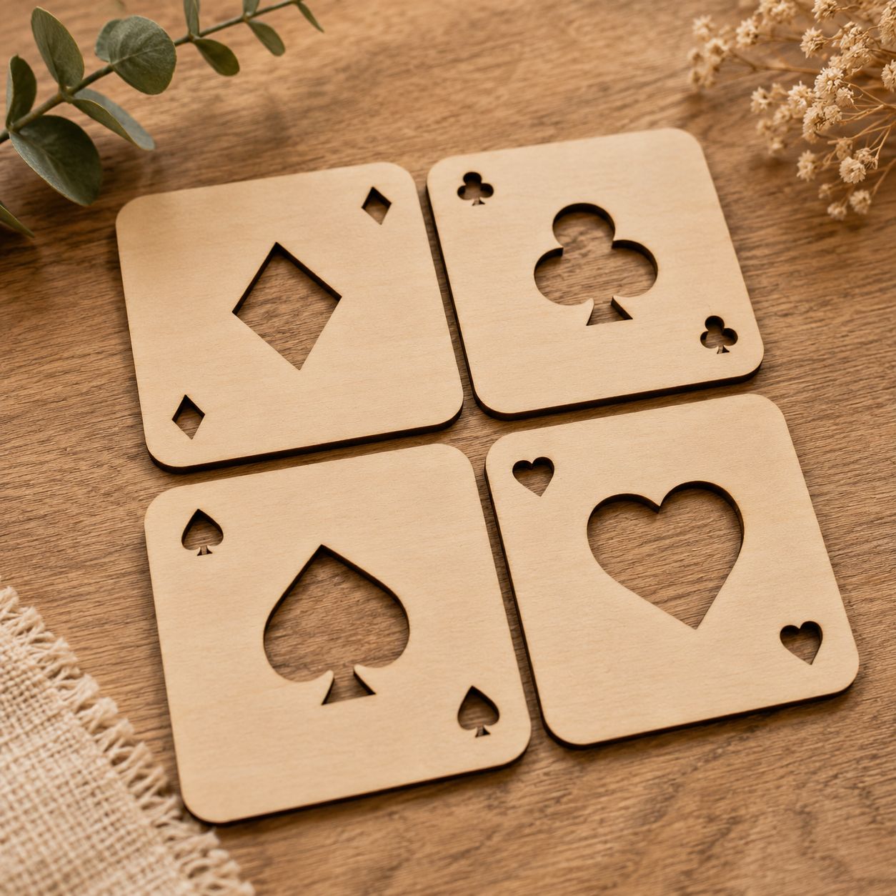 Lot de 4 sous-verres Poker – As