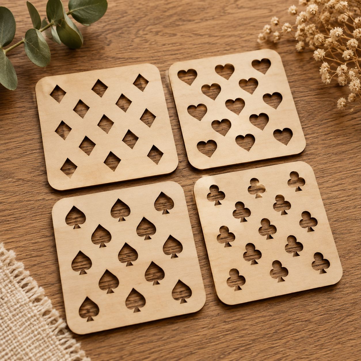 Lot de 4 sous-verres Poker – Motifs